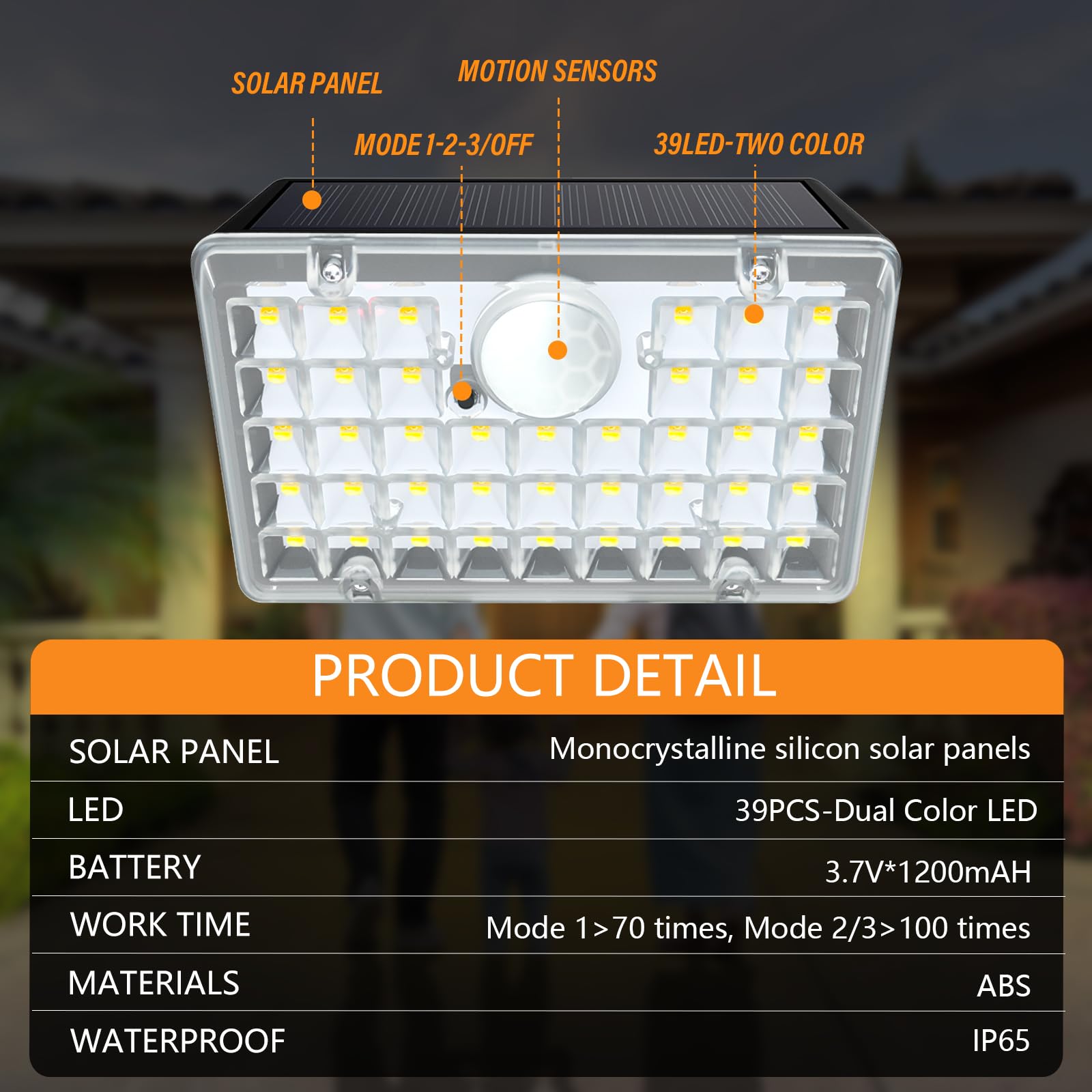 TOTHDATE 39 LEDs Solar Security Light with Motion Sensor - Image 4