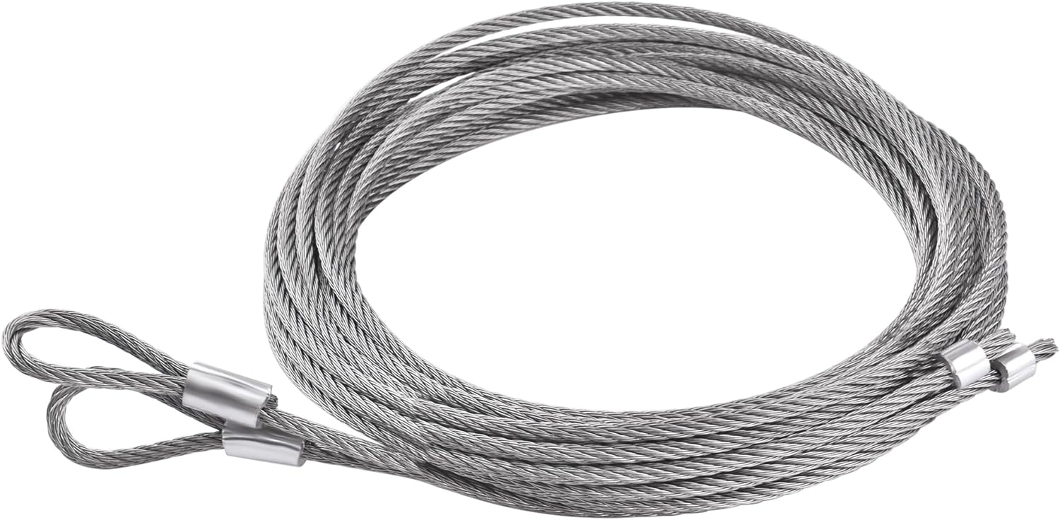 Pair 304 Stainless Steel Safety Wire Garage Door Cable, Heavy Duty Garage Door Cables Torsion Spring Wire, Replacement Cable Wire, Garage Door Replacement Parts (13.5 ft. Cables for 12 Foot Door)
