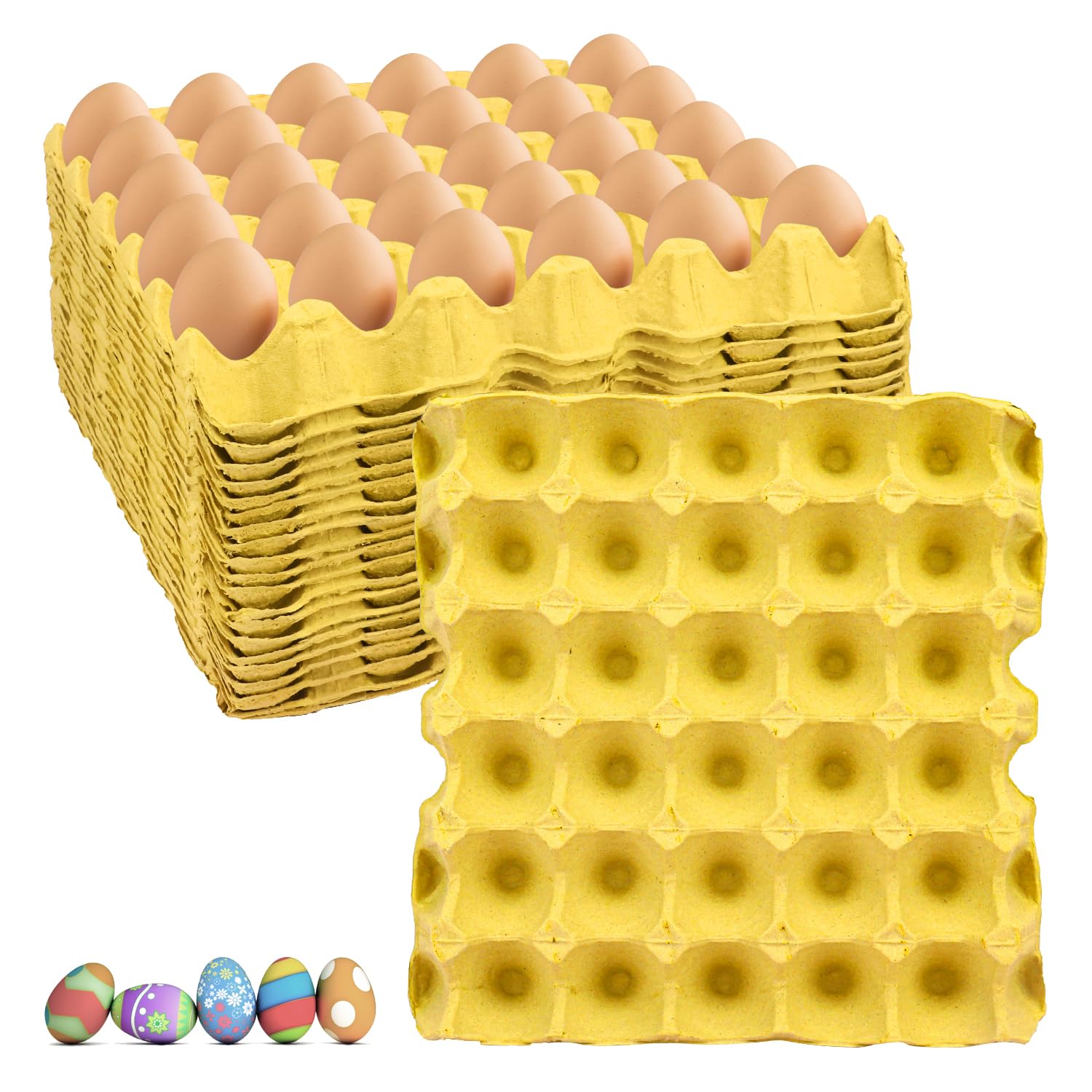 20 cajas de huevos planas de 30 celdas (capacidad para 30 huevos), cajas de cartón para huevos, resistentes y apilables, cajas de huevos perfectas para huevos frescos, granja de pollos