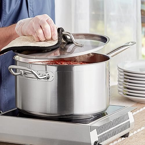 Miniatura 3 de -Cacerola de 10 cuartos de galón con tapa de acero inoxidable - Juego de sartenes multiusos para uso en el hogar, cocina o restaurante, sartén de