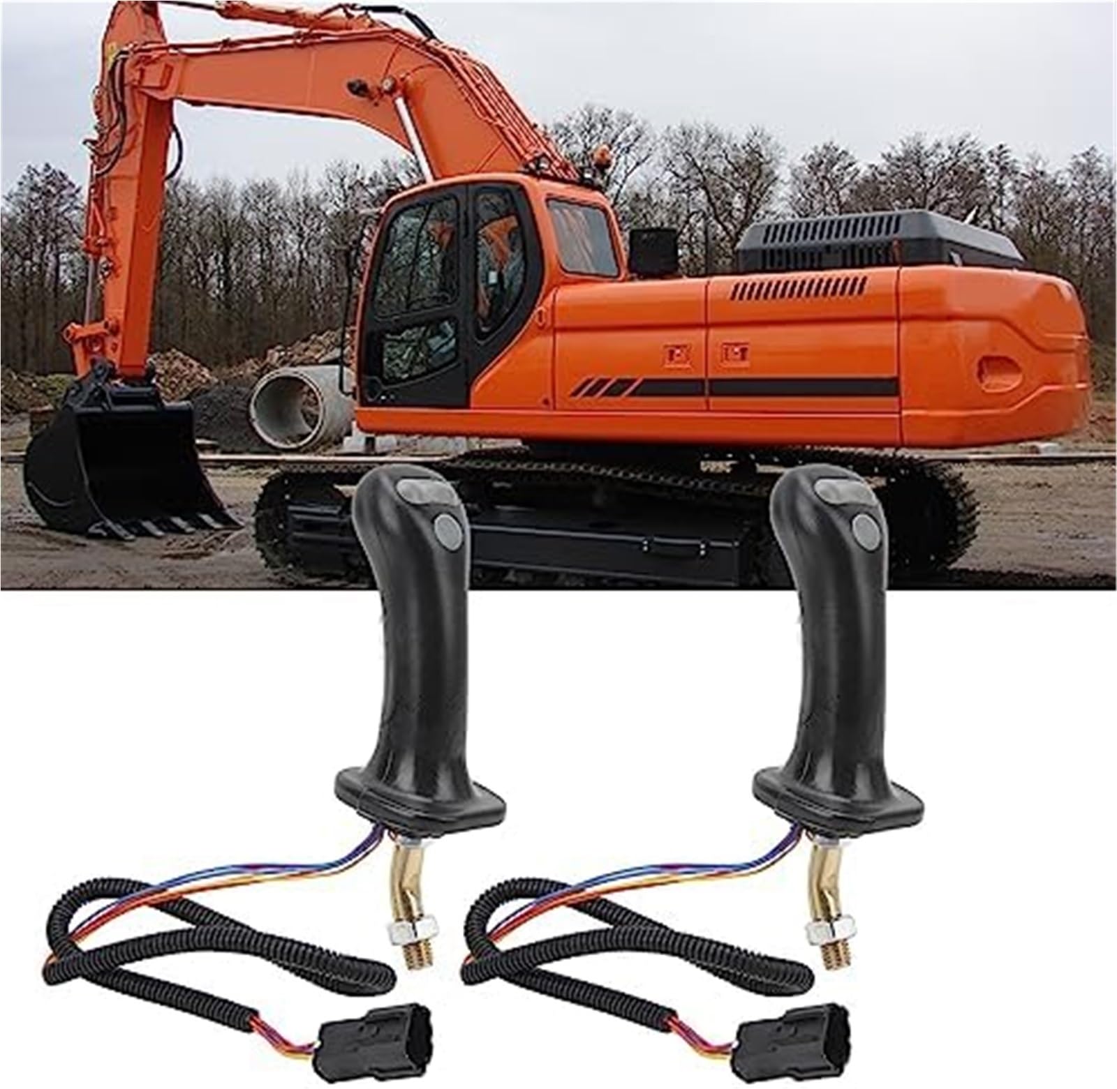 Poignée de joystick d'excavatrice 3 boutons 6 broches alliage d'aluminium noir for MINI DH DX150 215 225 300 37020119C