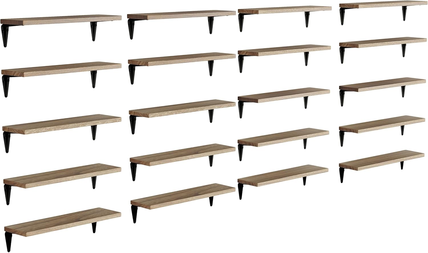 Wallniture Arras 17"x4.5" Floating Shelves for Wall, Shelf for Home Storage and Decoration, Small Shelf for Bathroom, Wall Bookshelf, Pantry & Kitchen Shelving, Living Room Shelves, Set of 20