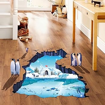 Amazon Com Ywoow 3d Floor Wall Sticker Removable Mural Decals Vinyl Art Room Decor Polar Glaciers Sports Outdoors