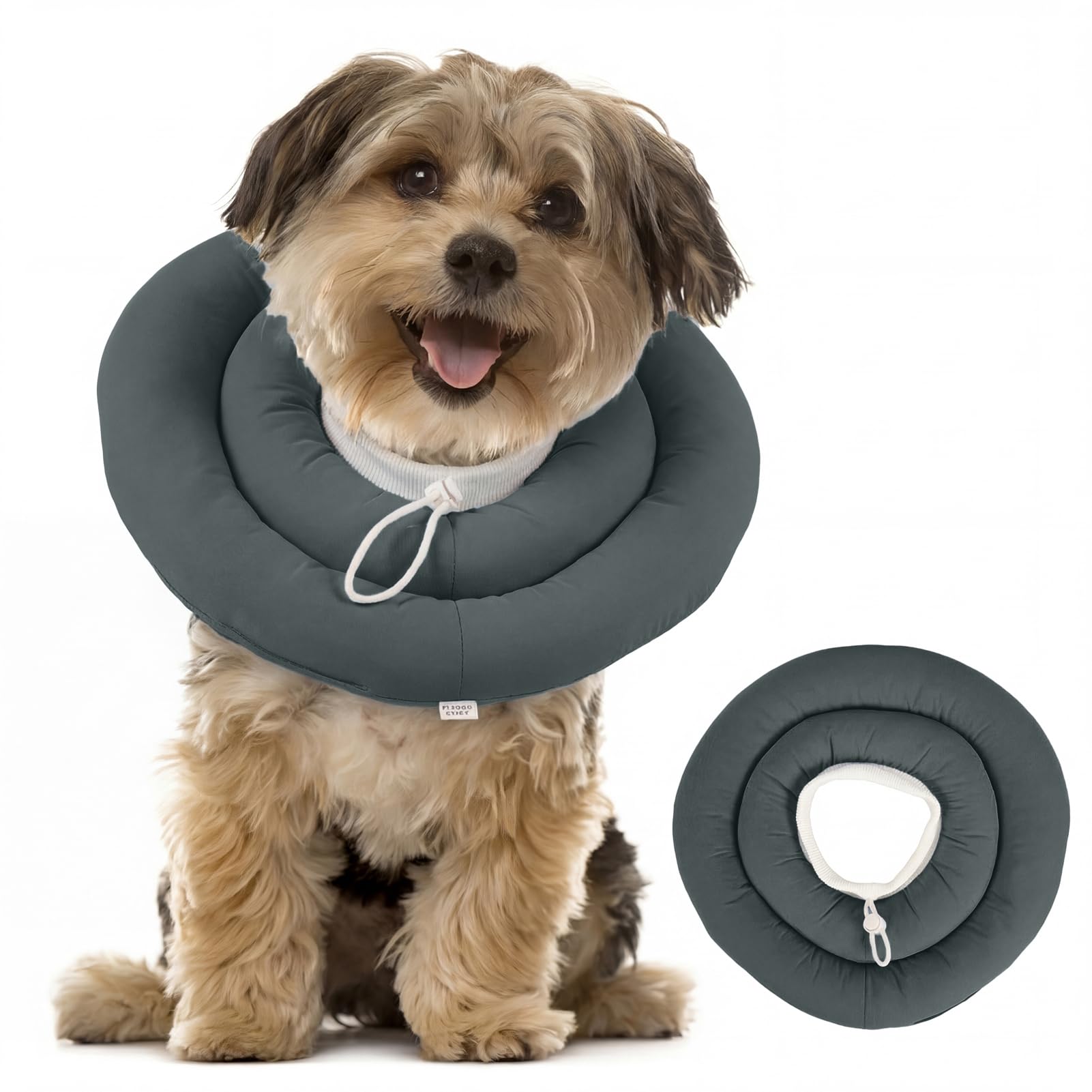 Dog Recovery Collar for Small Dogs, Soft Donut Elizabethan Collar Alternative, Waterproof Dog Neck Protection with Drawstring, Comfortable Post-Surgery Collar, Charcoal Grey S โ image 1