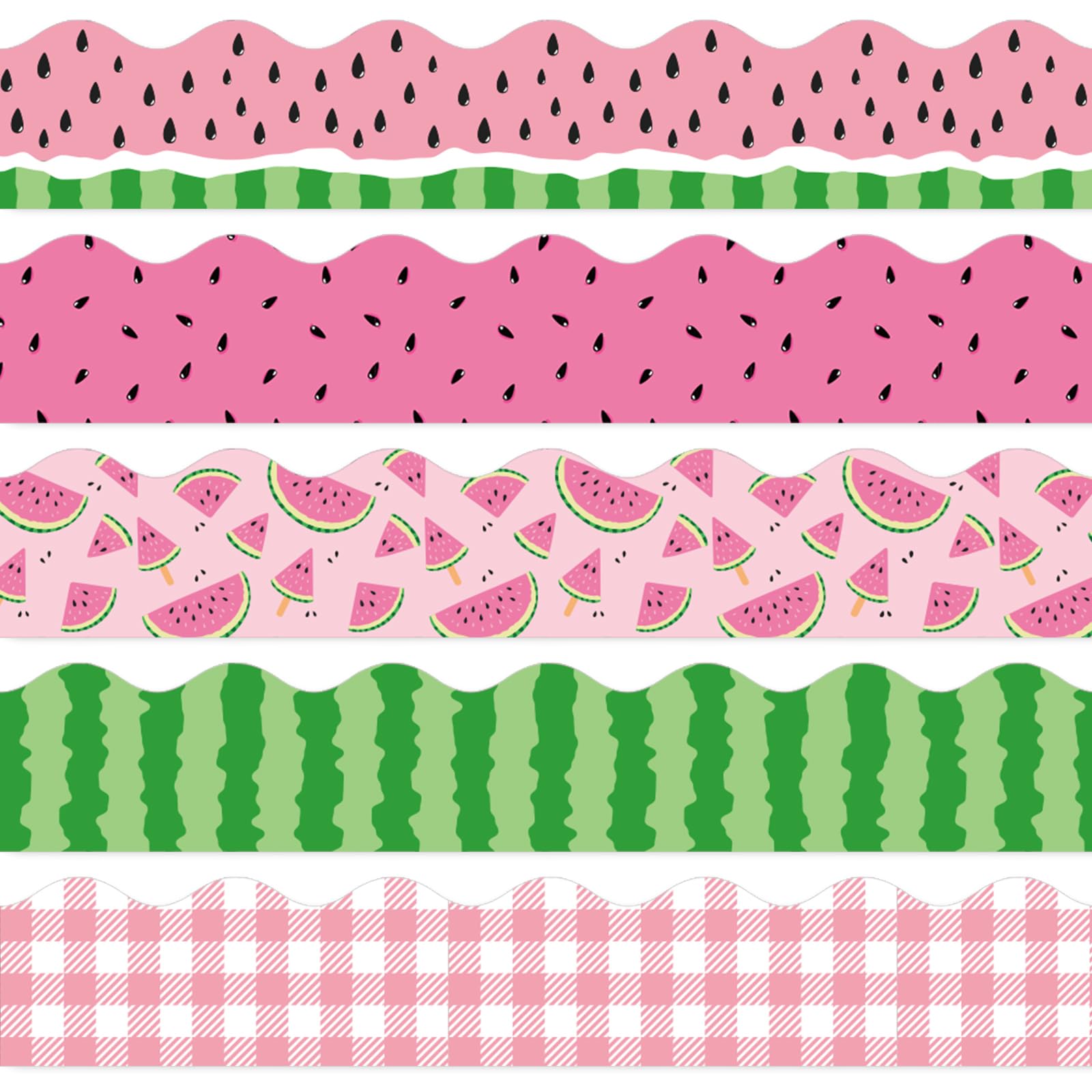 Bordure festonnée pastèque Whaline lot de 60 pièces thème fruits d'été