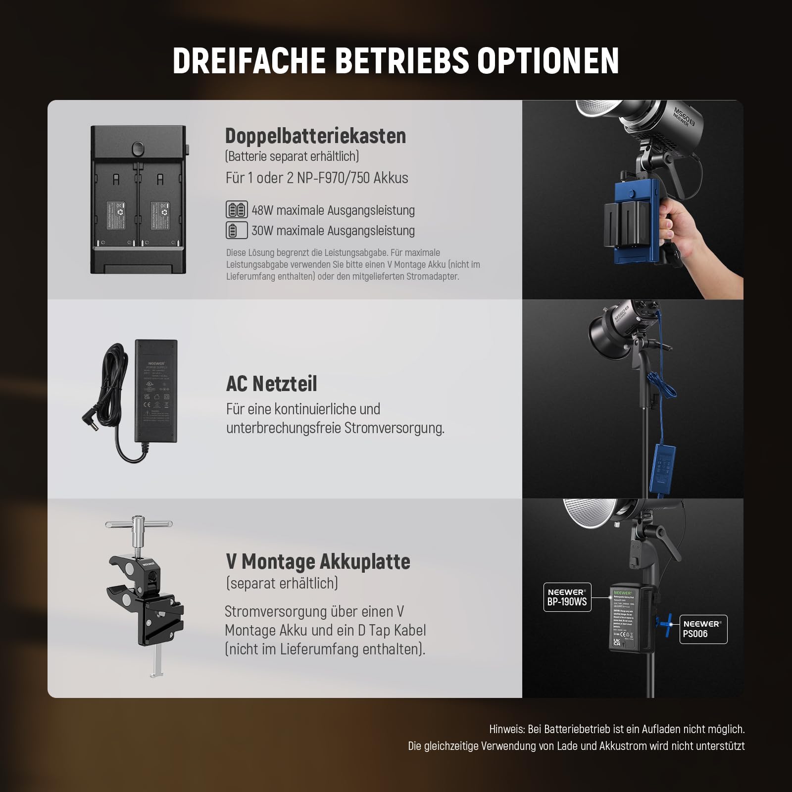 NEEWER MS60B LED Videoleuchte mit 6 Farbdiffusoren Kit, 65W Mini COB 2,4G/APP Steuerung Bi Color 2700K-6500K Dauerlichtleistung 40000lux/m CRI97+ TLCI98+ 12 Szenen, PWM Dimmung, Bowens Mount