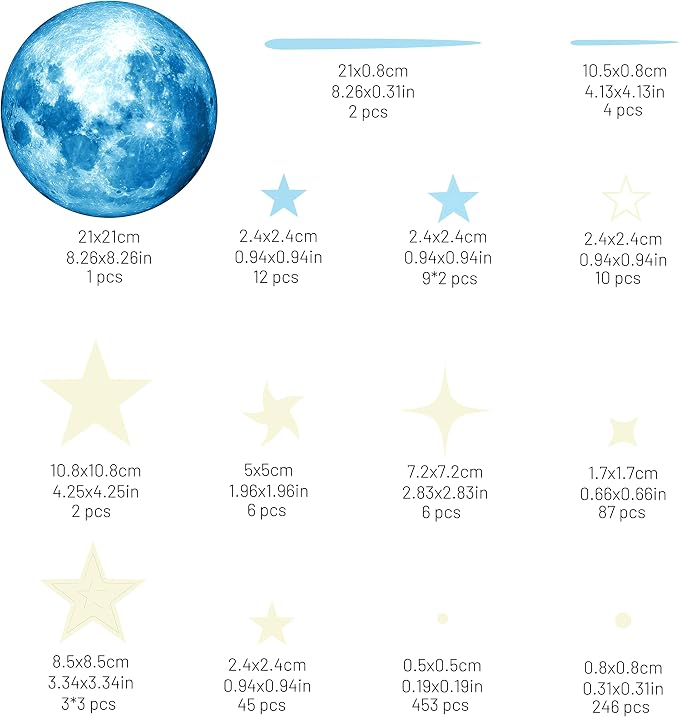 Vinilos Decorativos Luminosos Estrellas y Luna para Pared miniatura 7