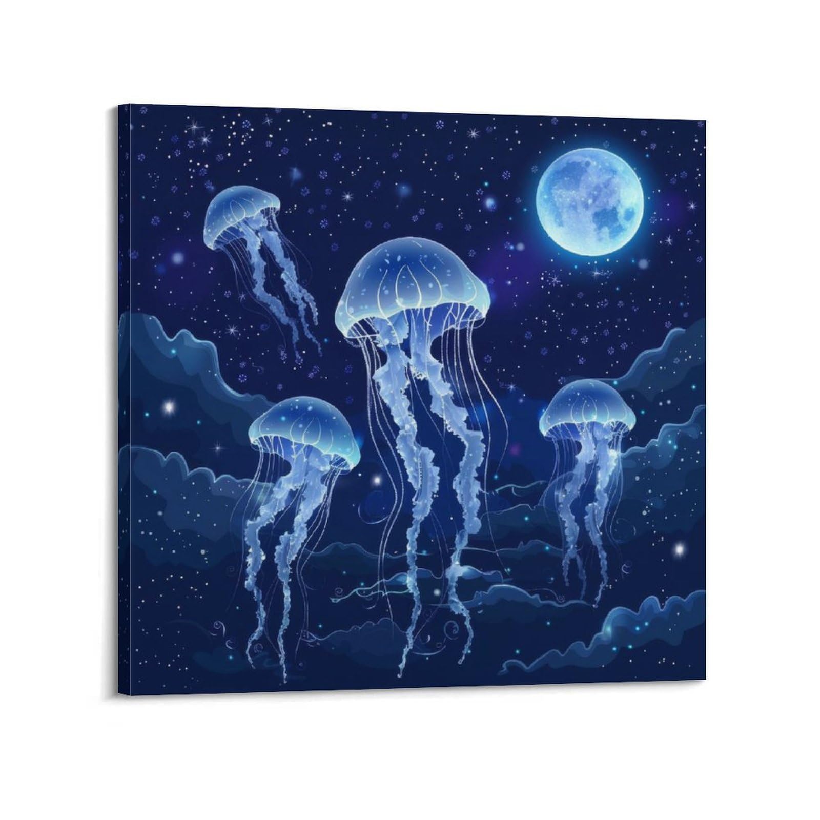 CPGLJD Marine Animal Poster Mystic Moonlit Jellyfish Poster Decorative Painting Canvas Wall Posters And Art Picture Print Modern Family Bedroom Decor Posters 28x28inch(70x70cm)