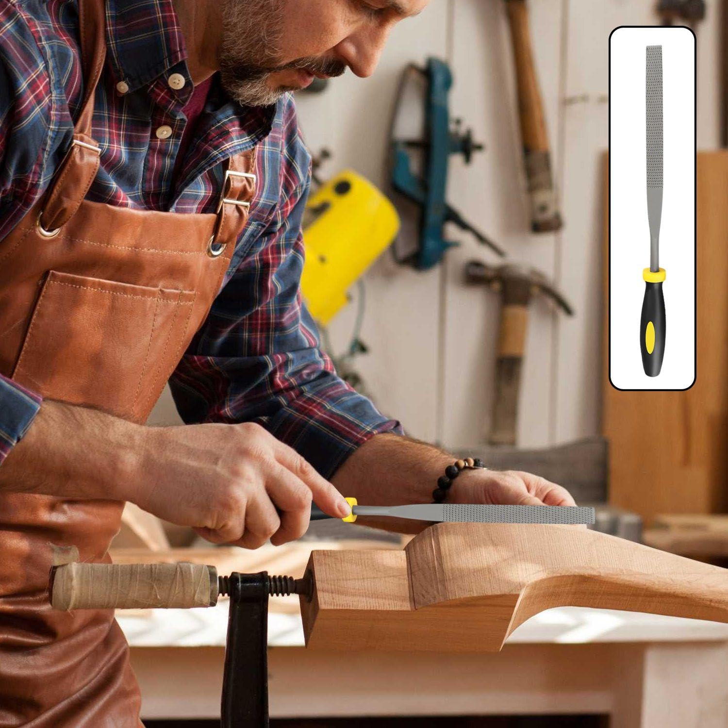 10 Pezzi Di Strumento Di Macinazione Frustrazione Coltello, Acciaio Ad Alto Tenore Di Carbonio Frustrazione Coltello, Non-Slip Rivestito In Gomma Maniglia, Tra Cui Flat File, File Rotondo.