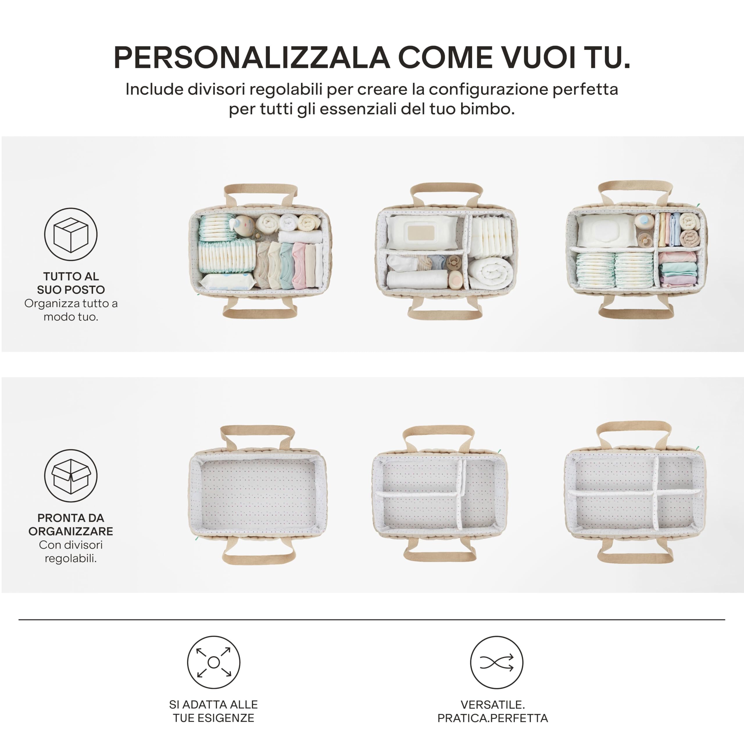 Koala Babycare Organizer Fasciatoio per Neonati - Cestino Porta Pannolini Portatile con Divisori Rimovibili - Organizer Pannolini per Cambio Pannolino e Cameretta Neonato - Perfetto Come Idea Regalo