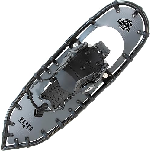 Men's Elite 25" Ultralight Snowshoes for Men with Spin Dial Binding | Summit Traction System w/Heel Lift & Traversing Claws | Made in USA for Beginners to Experts | Gray