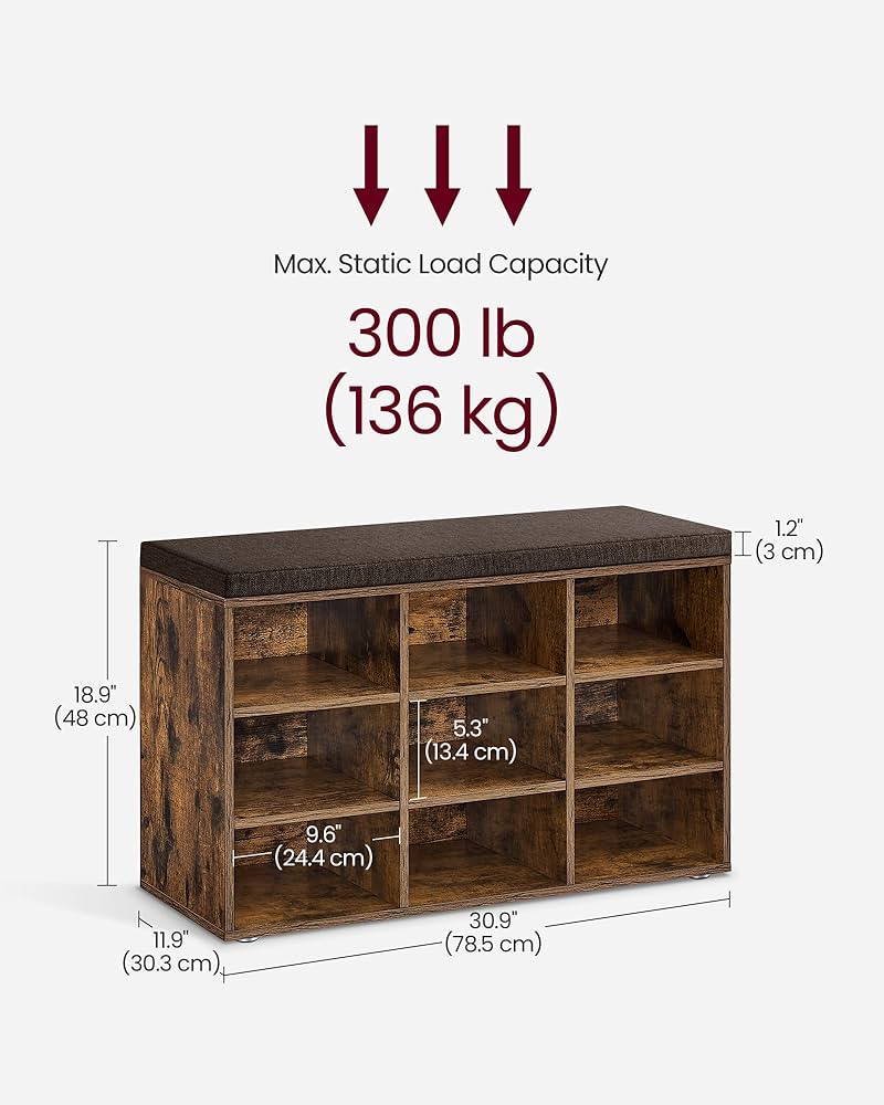 Songmics Vasagle Shoe Bench, Storage Bench With Padded Seat, With