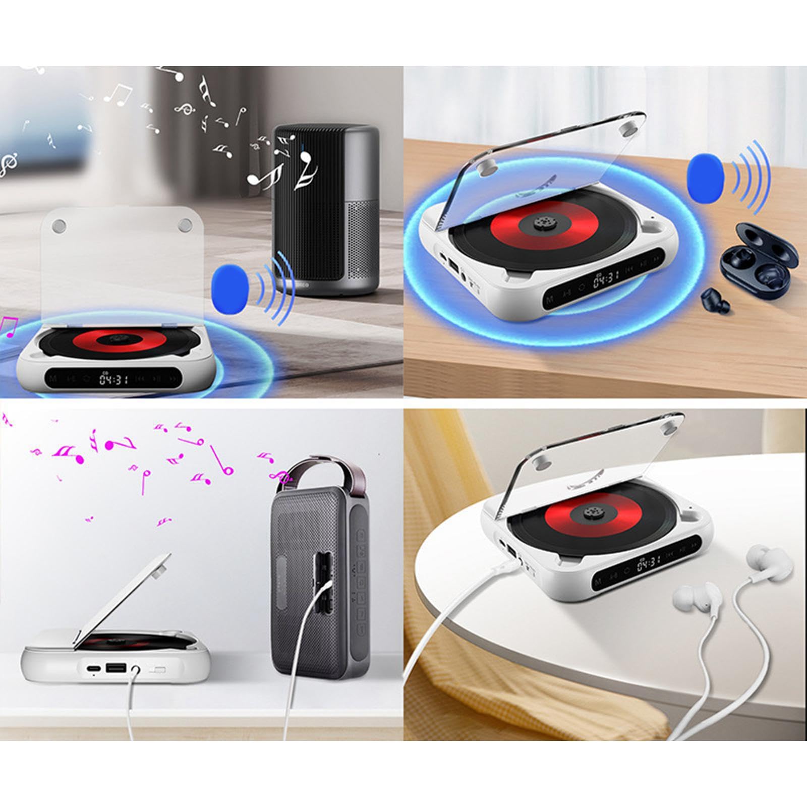 Reproductor de CD con Radio FM y Sonido portátil. Entretenimiento en casa y diversión al Aire Libre. Disfruta de tu música en CD o USB de Forma, Verde, 135 x 135 x 25 mm