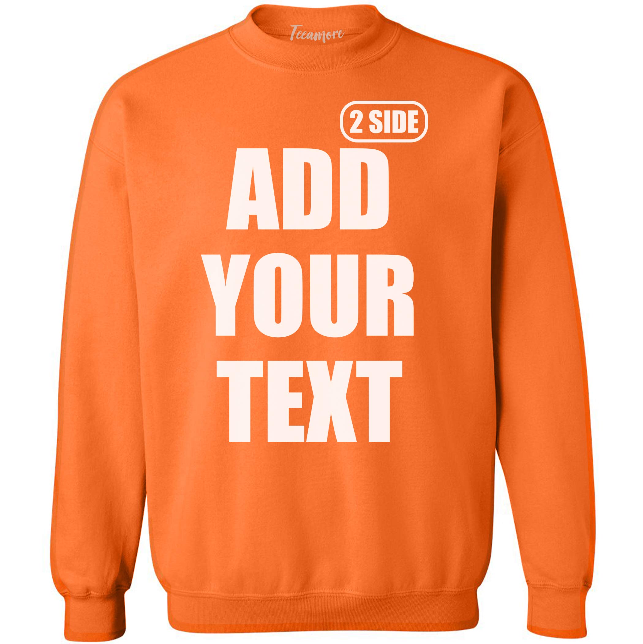 TEEAMORE Custom Sweatshirt for Men Women Add Your Text Front Back Side Print Personalized Crewneck Sweatshirt
