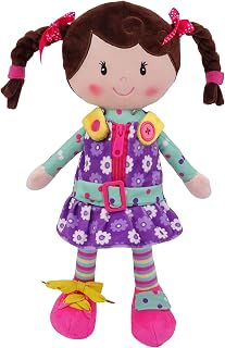 Snuggle Stuffs Sugar Snap 15" Plush Learn to Dress Doll - Montessori Fine Motor Skills Toy for Toddlers 2+ Girls