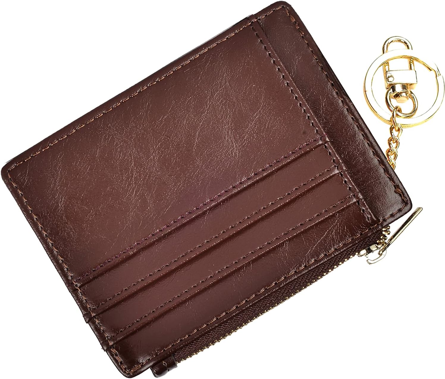 woogwin Slim RFID Credit Card Holder for Women Mini Front Pocket Wallet Purse With Keychain