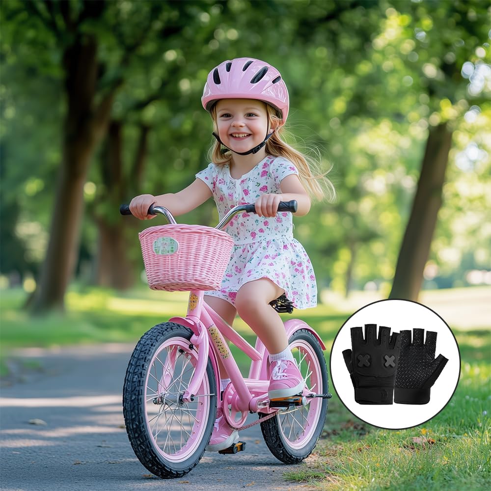 Guantes Bici Niño, Antideslizante, Transpirable, Guantes Ciclismo, para Niñas y Niños Edad 8-12, para Montar a Caballo, Andar en Bicicleta, Patinar y Andar en Patinete