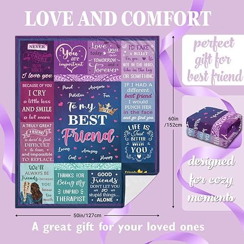 Miniatura 3 de Gevuto Manta para mejor amiga, regalos de cumpleaños para mejores amigas, regalos para mejores amigas, regalos de cumpleaños para mujeres, manta de