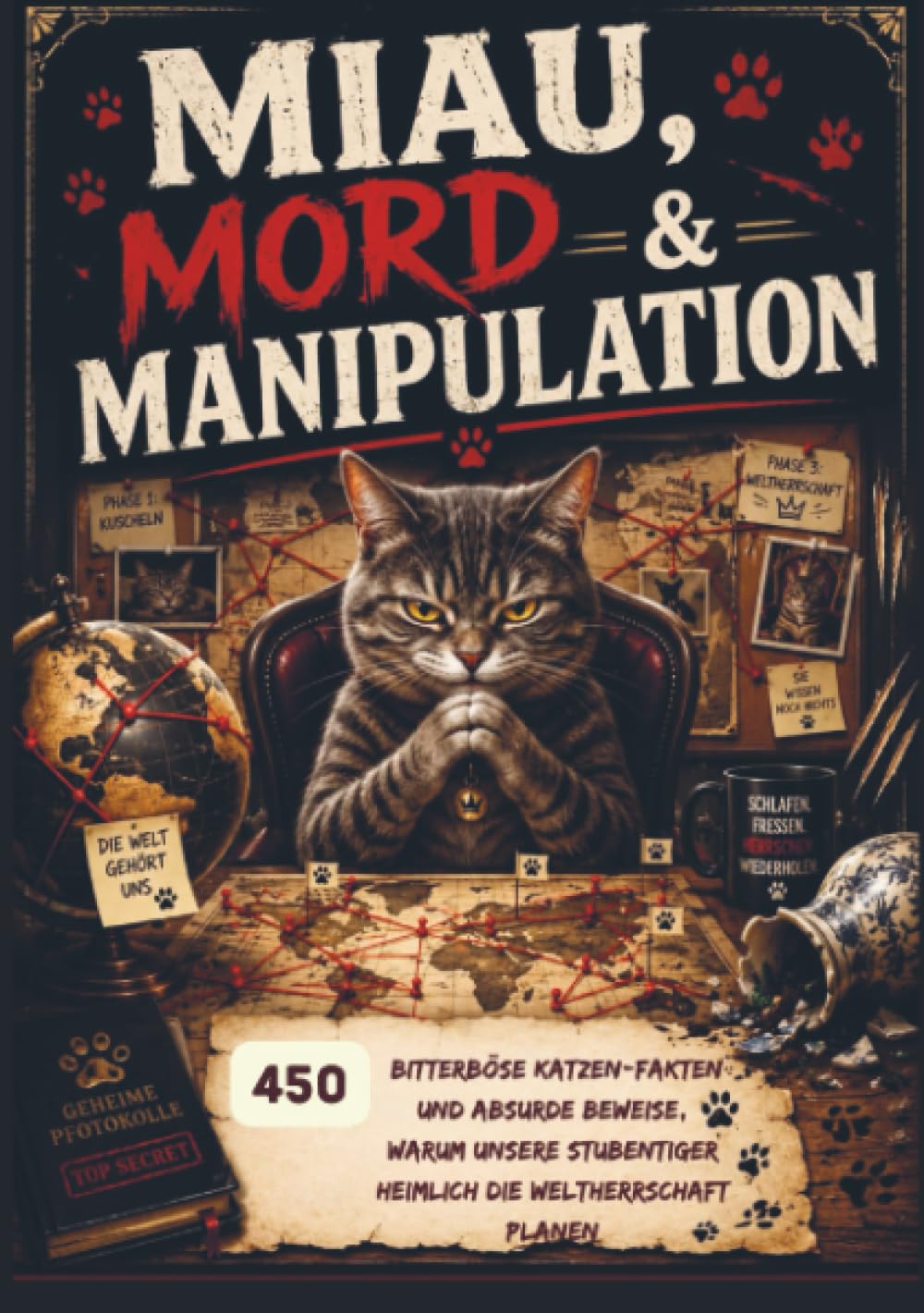 Miau, Mord & Manipulation: 450 bitterböse Katzen-Fakten und absurde Beweise, warum unsere Stubentiger heimlich die Weltherrschaft planen: perfekte Geschenk für Katzenliebhaber mit schwarzem Humor