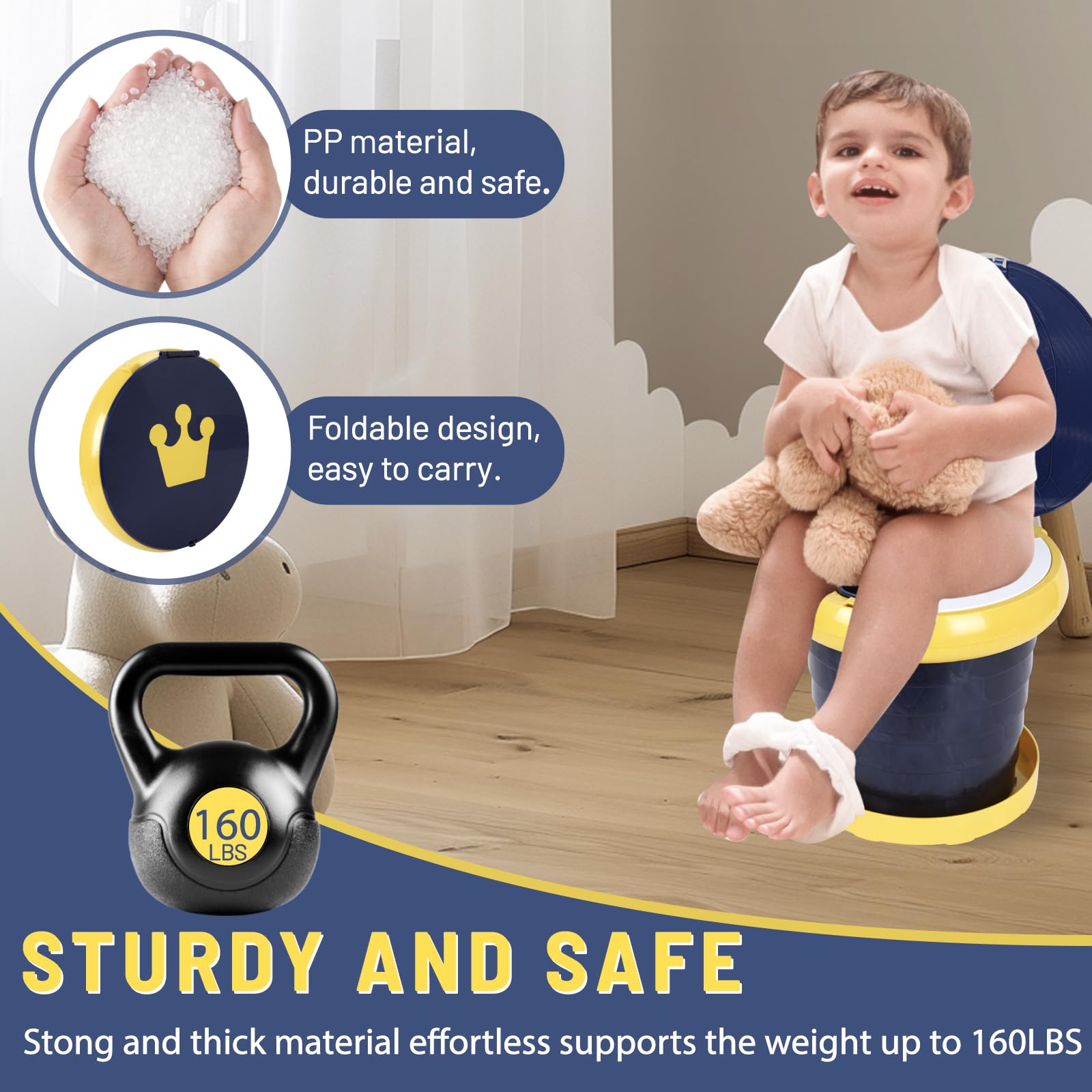 Orinal portátil, asiento plegable para viajes de niños, asiento de inodoro de entrenamiento para niños pequeños, inodoro de emergencia, orinal portátil para viajes de niños, para coche, camping, al