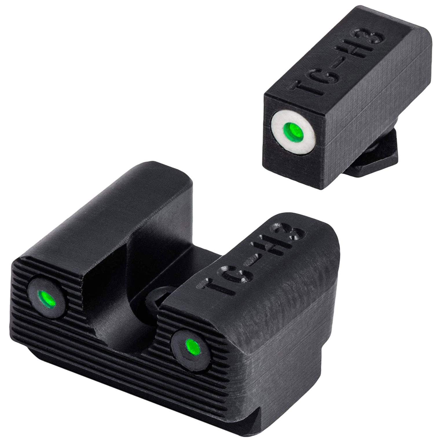 TRUGLO Tritium Pro Night Sights, Compatible with Glock Handgun Models | Compact Durable Glow-in-The-Dark Front &amp; Rear Gun Sight Set with Focus Lock Front Ring