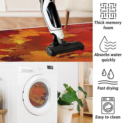Miniatura 5 de Fall Maple Memory Foam Bathroom Rug Runner Soft Cozy Bath Rug Water Absorbent Non-Slip Bathroom Mat Thick Velvet Shower Mat Bath Mat for Bathroom