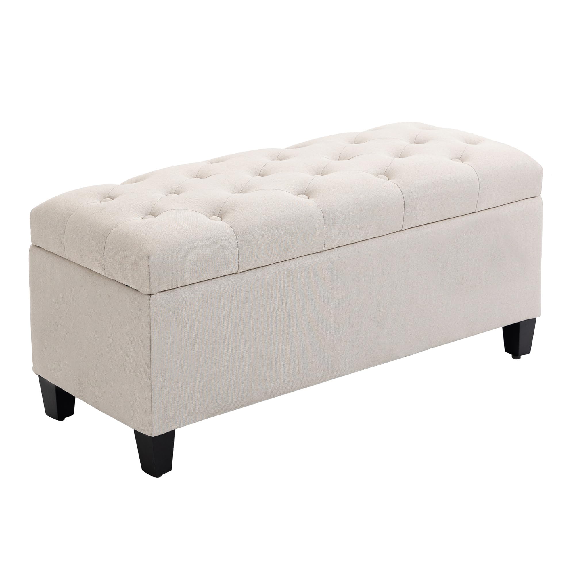 HOMCOM kistbank, gestoffeerd, opbergruimte, Scandinavisch design, rubberhout, 110 x 39 x 45 cm, lichtgroen