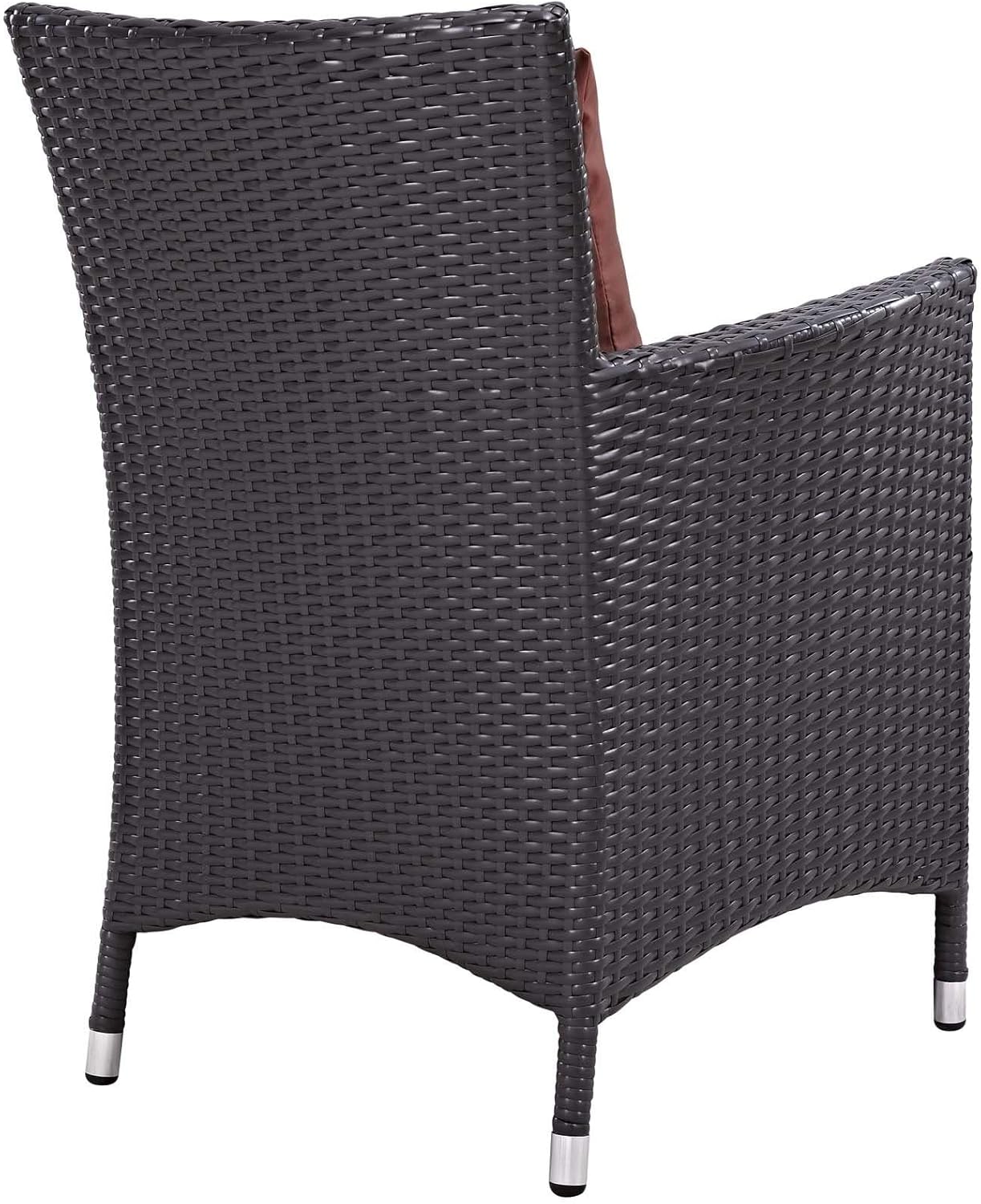 Modway Convene Wicker Rattan Outdoor Patio Dining Armchairs With Cushions in Espresso Beige - Set of 2