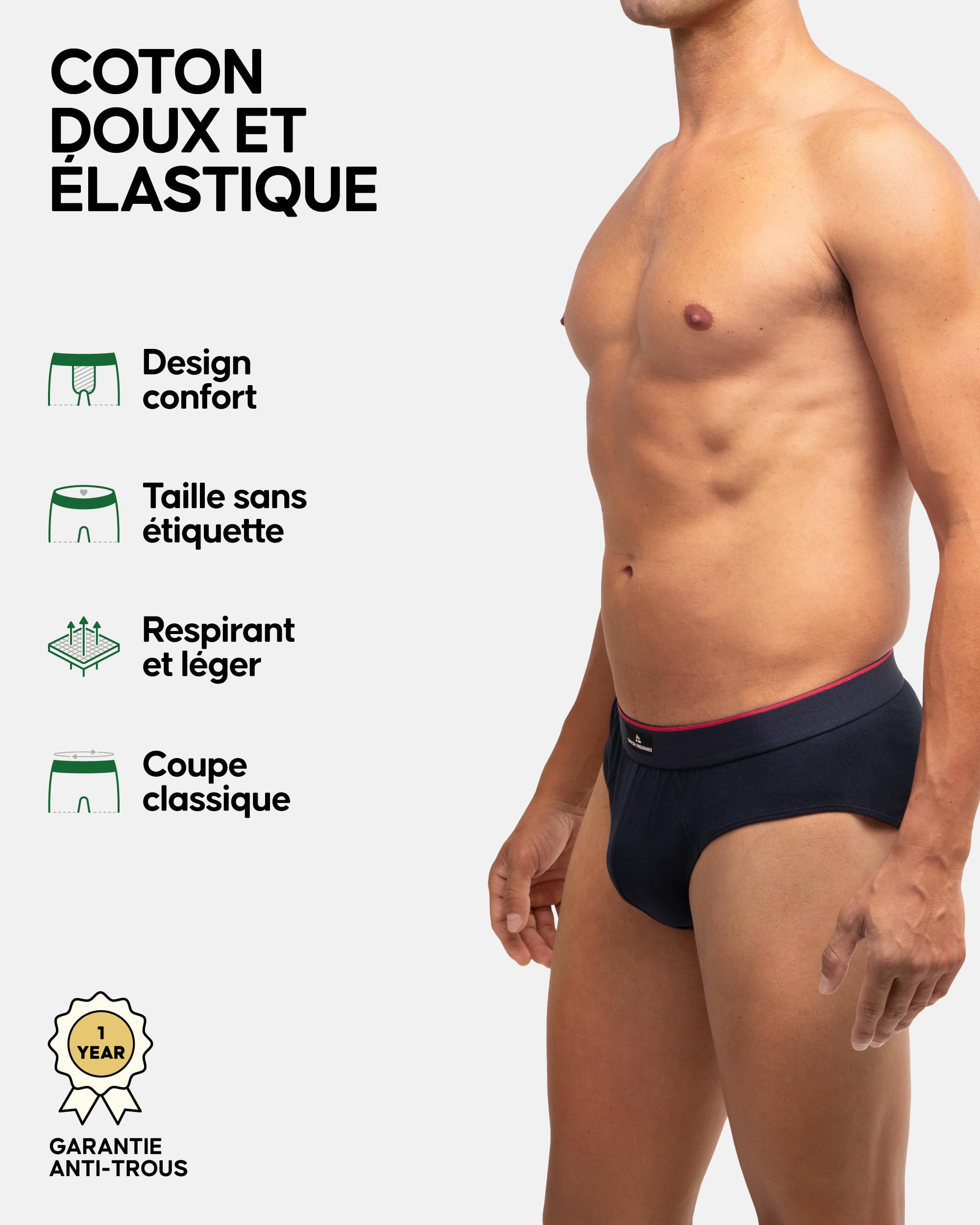 Danish Endurance Lot de 6 Slips Classiques pour Homme, en Coton, Doux, avec Stretch, sans étiquette