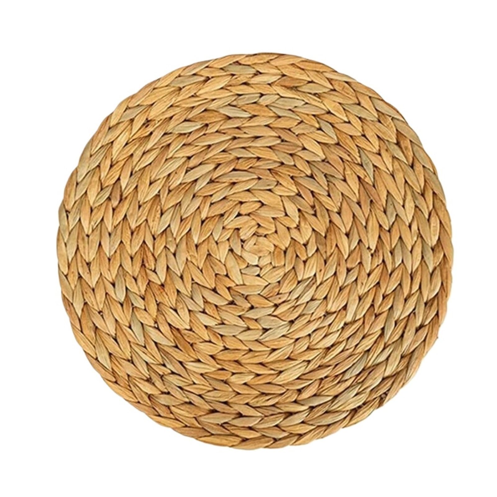 Wicker Placemat Natual Straw Weave Rattan Round Placemats Cups Mat Dining Table Home Decor(20CM)