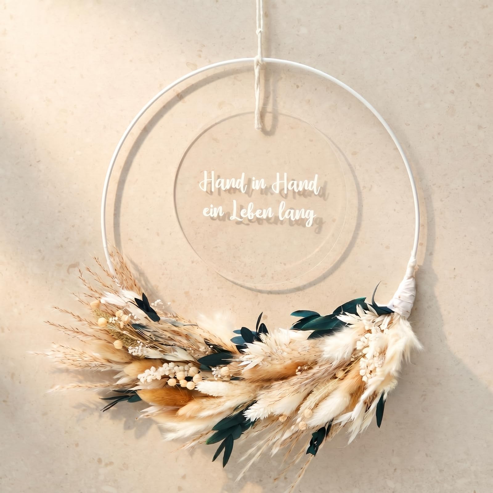 Couronne de fleurs séchées 25 cm Xinnun décoration porte bohème et suspension fenêtre