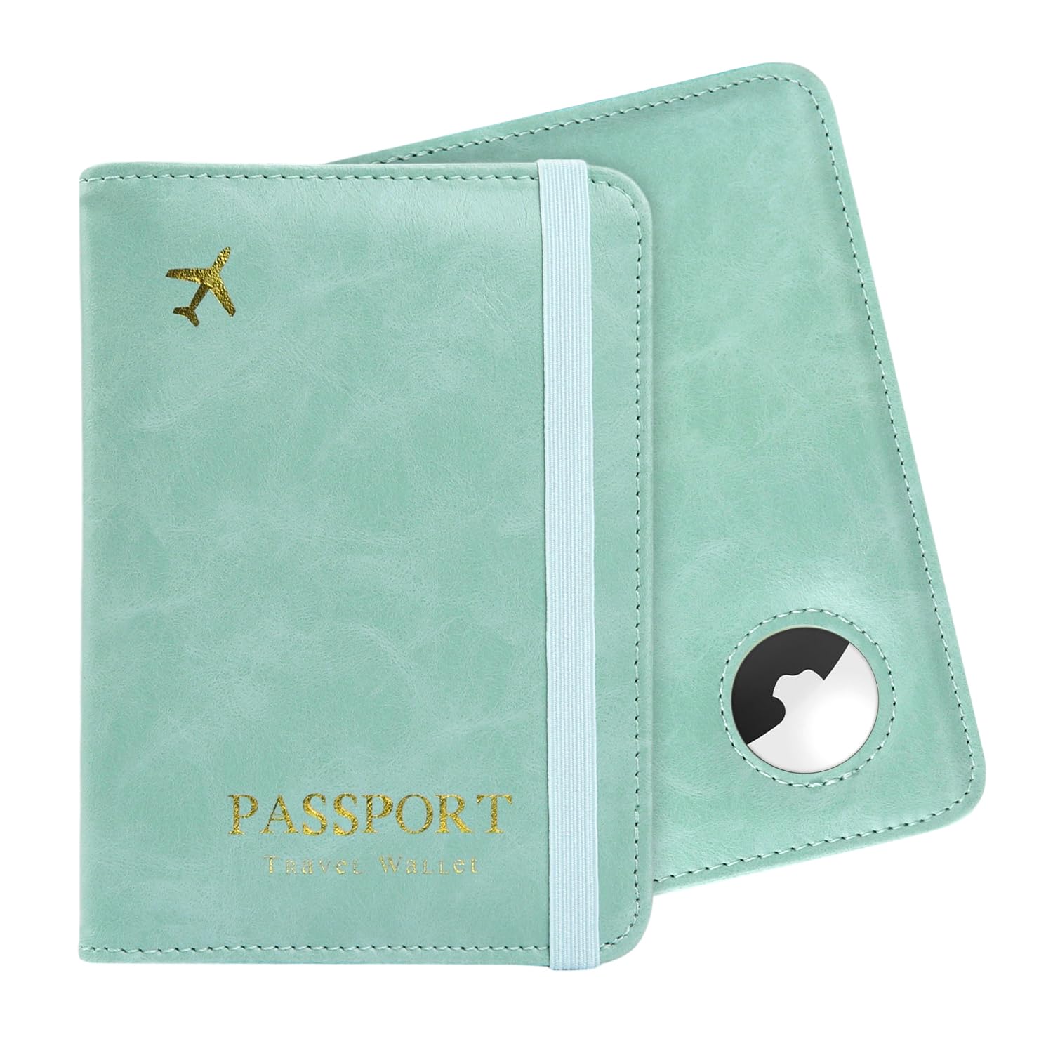 ILIYAH Reisepasshülle mit AirTag – RFID-blockierendes Reiseokumenten-Wallet, Leder-Passhülle mit AirTag-Fach, hält Reisepass sicher & ortbar (Blau)
