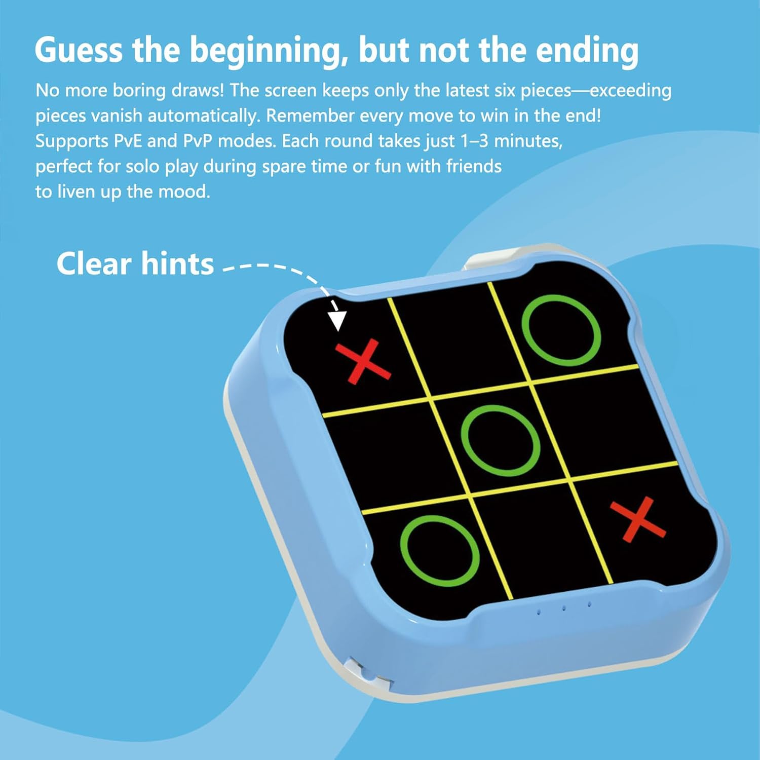 Tic Tac Toe Bolt Game,Handheld Electric Puzzle Game Console, Board Games for Kids and Adults,Gift Ideal for Kids and Adults' Birthday(Blue)