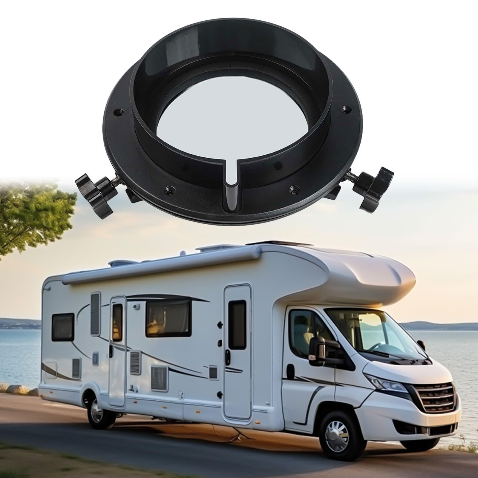 Oblò rotondo per barca, 216-265 mm, con raccordi in acciaio inox, per ventilazione marina a vela, nero (265 mm)