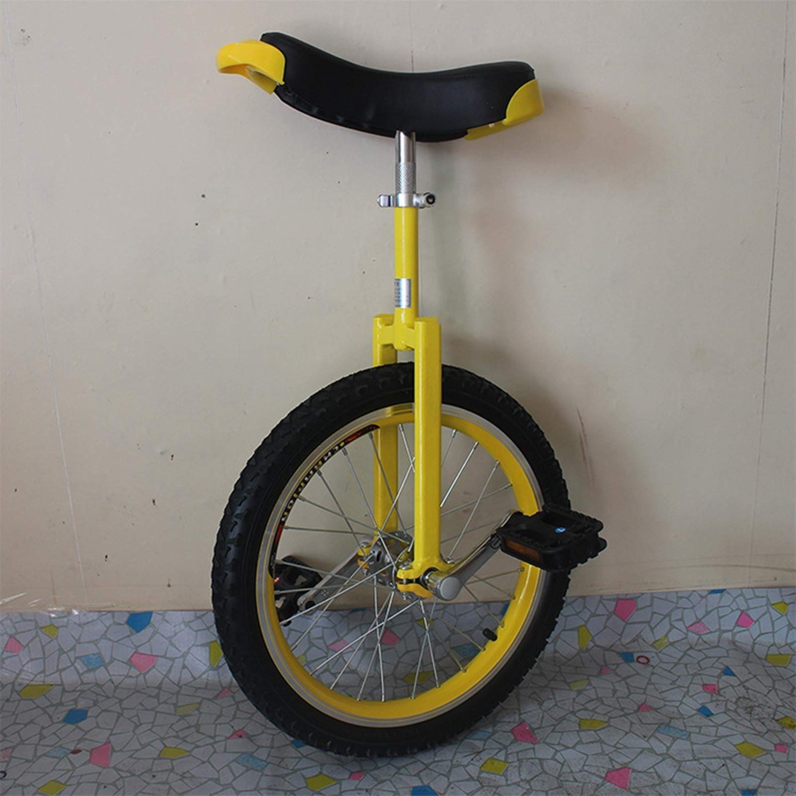 Monocycles de 24 Pouces avec poignées – Adultes/Personnes Lourdes/Professionnels, monocycle extérieur à Grande Roue avec Gros Pneu et Selle réglable (Couleur : Jaune)