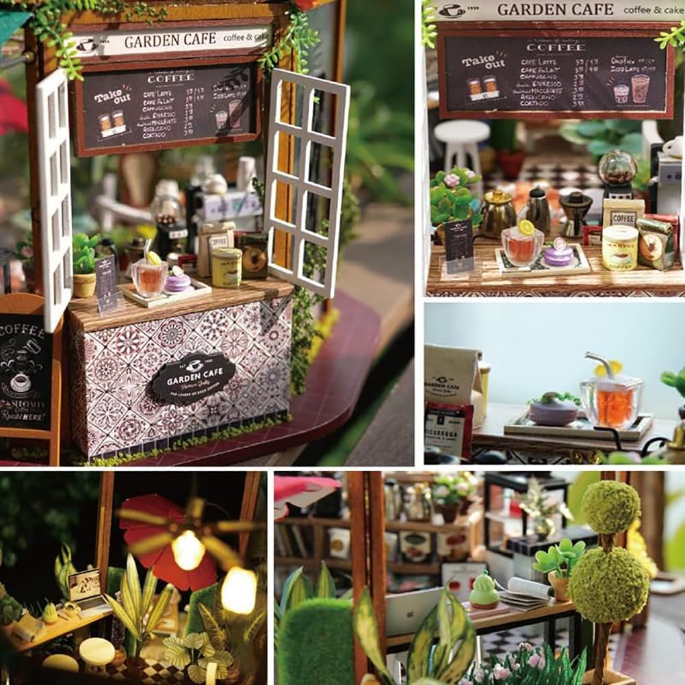 Generico Kit per Casa delle Bambole in Legno Fai da Te con Luce A LED Modello di Edificio Insolito Miniature da Costruire
