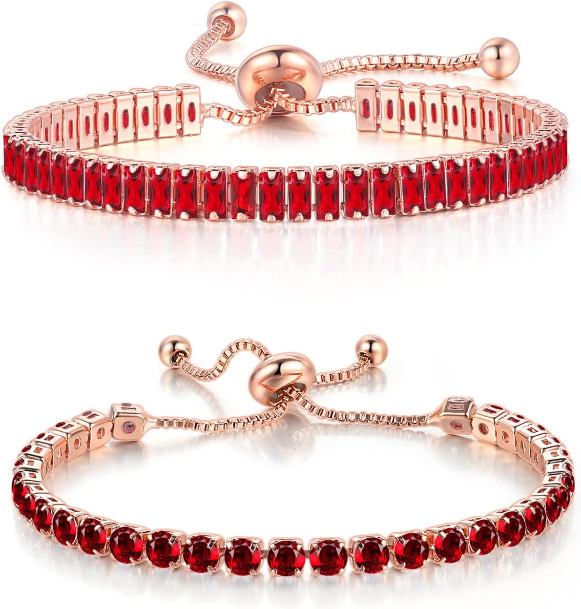 Dainty Sparkling Crystal Tennis Bracelets Set 18K Gold Plated Shiny Cubic Zirconia Jewelry Birthday Gifts for Women
