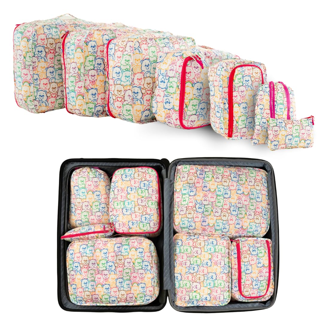 FrancoCare Bears Beauty 7 Piece Soft Storage Organization Packing Cubes Travel Set (Officially Licensed Product) By Franco Collectibles