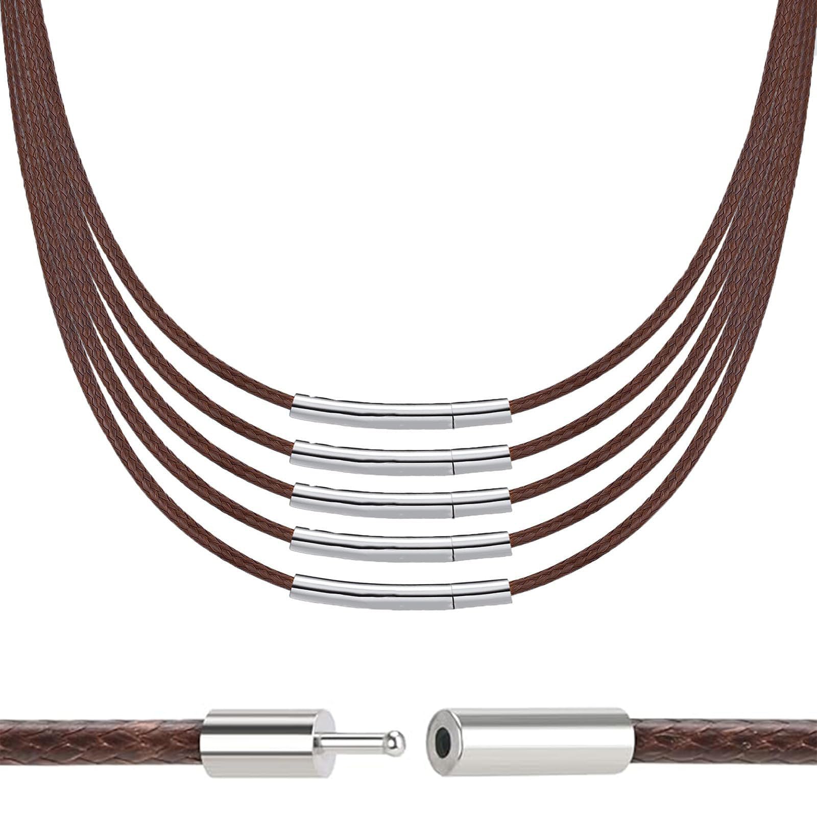 Lederband für Ketten 4 Stück, 2 mm Lederkette Damen Schwarz （40-55cm） Herren Lederkette Mit Verschluss, Geeignet Männer Frauen, Armband Halskette Diy Handwerk