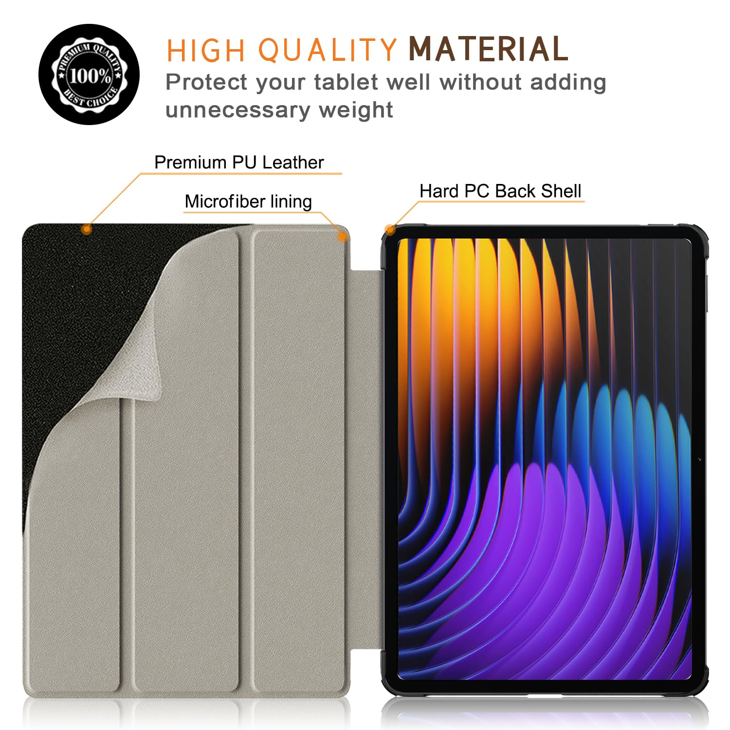 Xuanbeier Funda compatible con Xiaomi Pad 7/7 Pro de 11.2 pulgadas 2024, cubierta protectora inteligente delgada con función de encendido y apagado automático, color negro