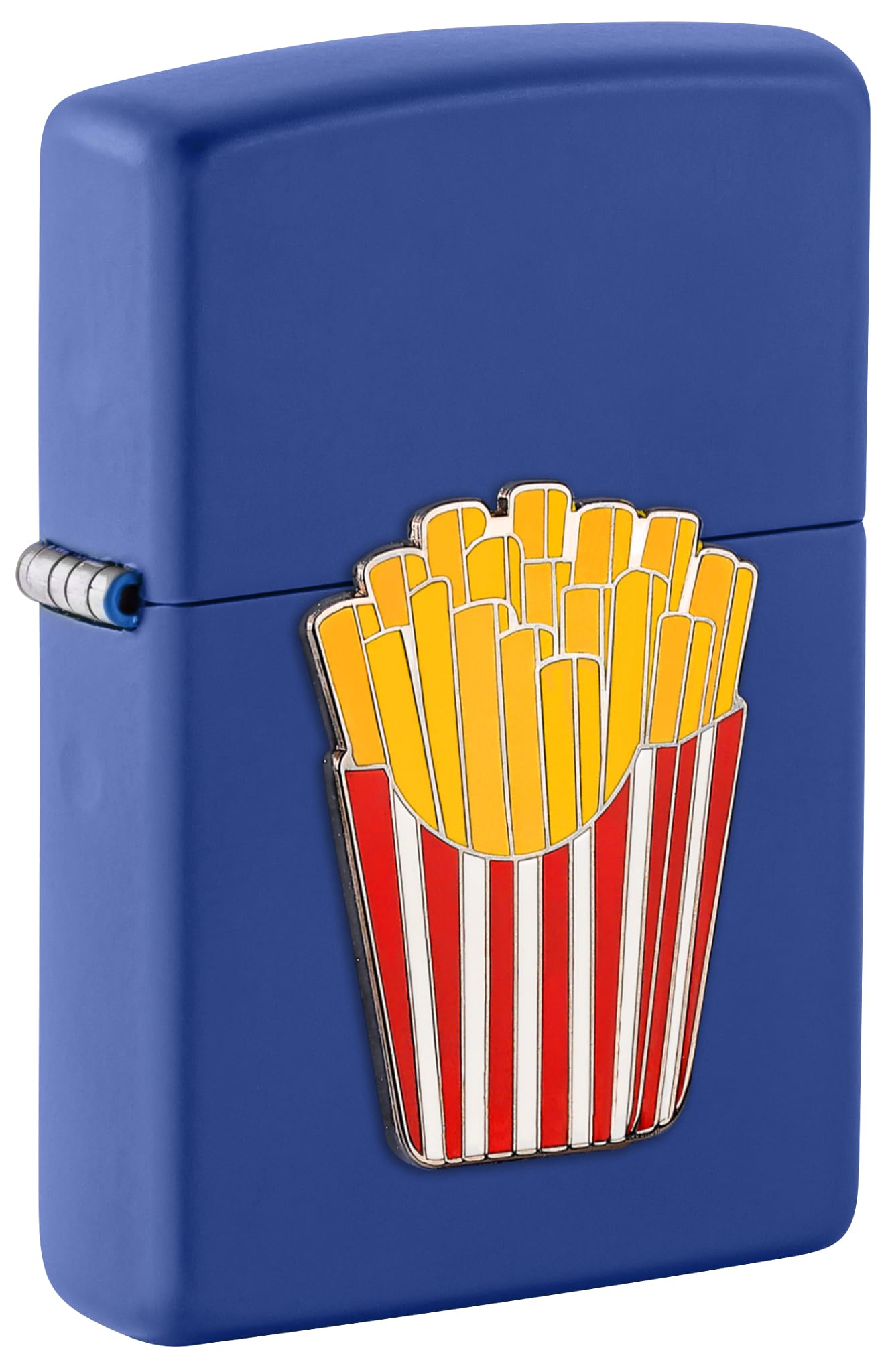 Zippo Windproof Lighter - Foodie Pommes, Royal Blue Mat, Emblem - Refillable - Reusable - Windproof Design - Gift Box - Made in USA