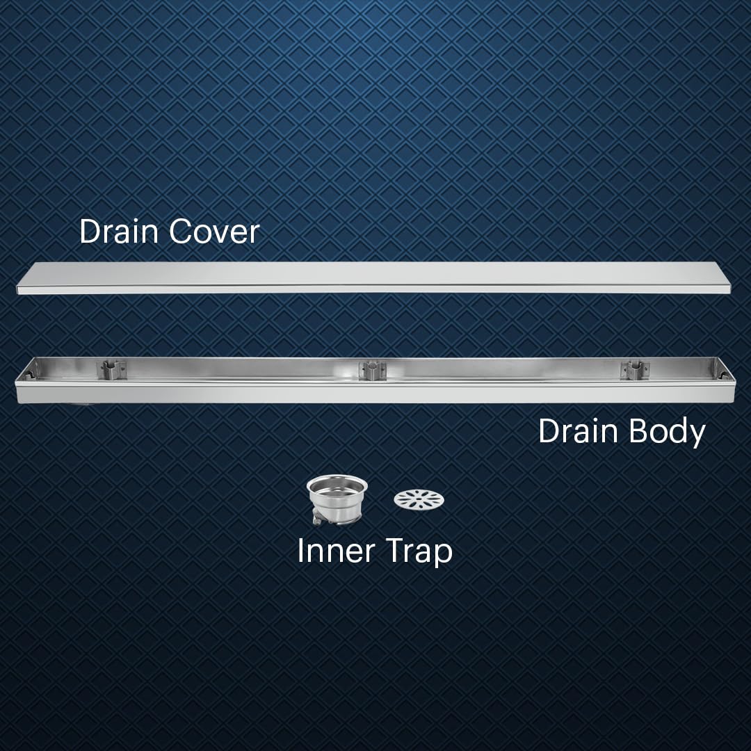 Johnson Altis 4x18 inches Rectangle Shower Drain Channel | SS304 Grade Vertical Water Drain Channel| Floor Drain for Bathroom with Cockroach Trap | 2 Year Warranty (T3391C1- Stainless Steel) — Amazon image 4