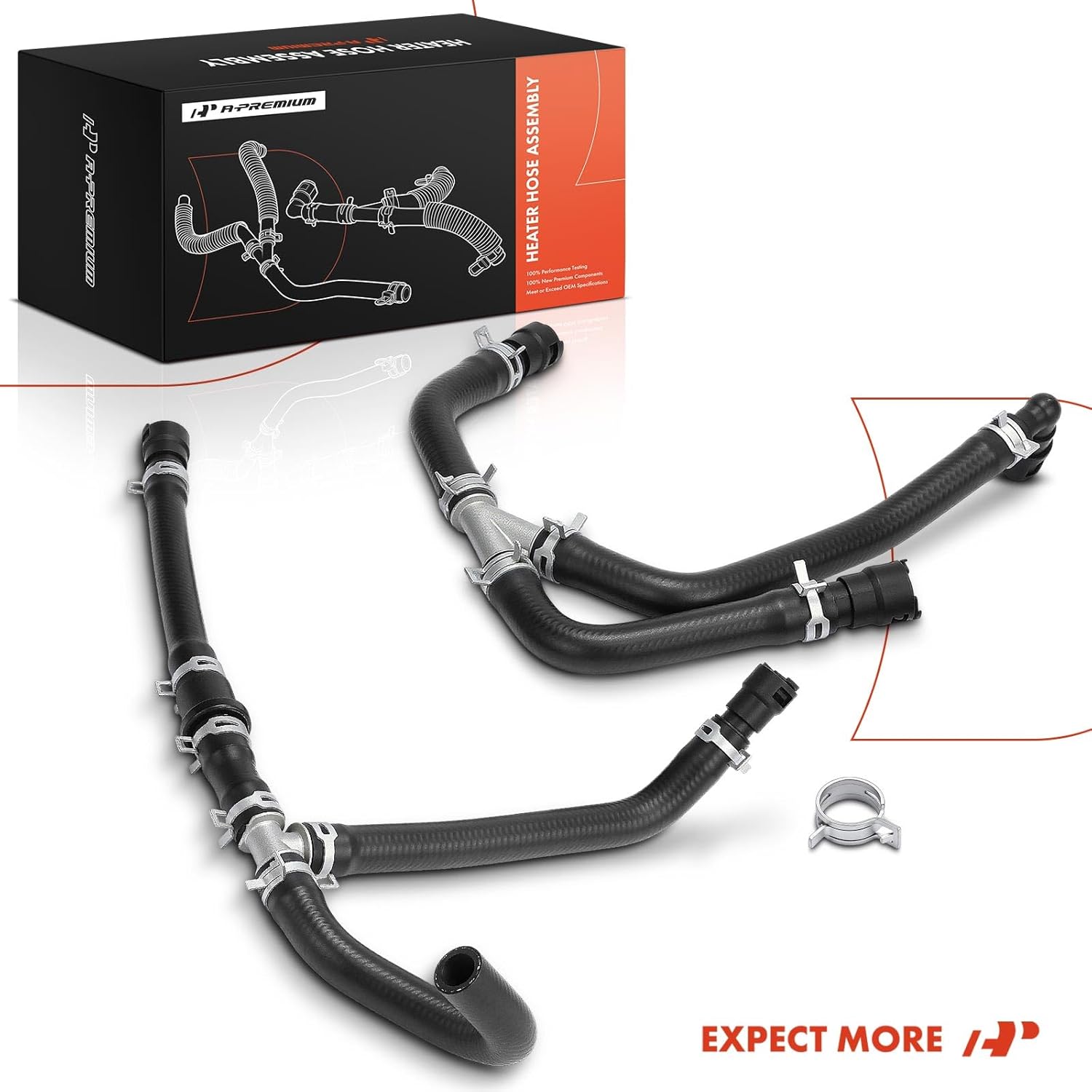 A-Premium Inlet & Outlet HVAC Heater Hose Pipe Line Assembly with Clamps Compatible with Ford Expedition 2011-2014 & Lincoln Navigator 2011-2014, 5.4L