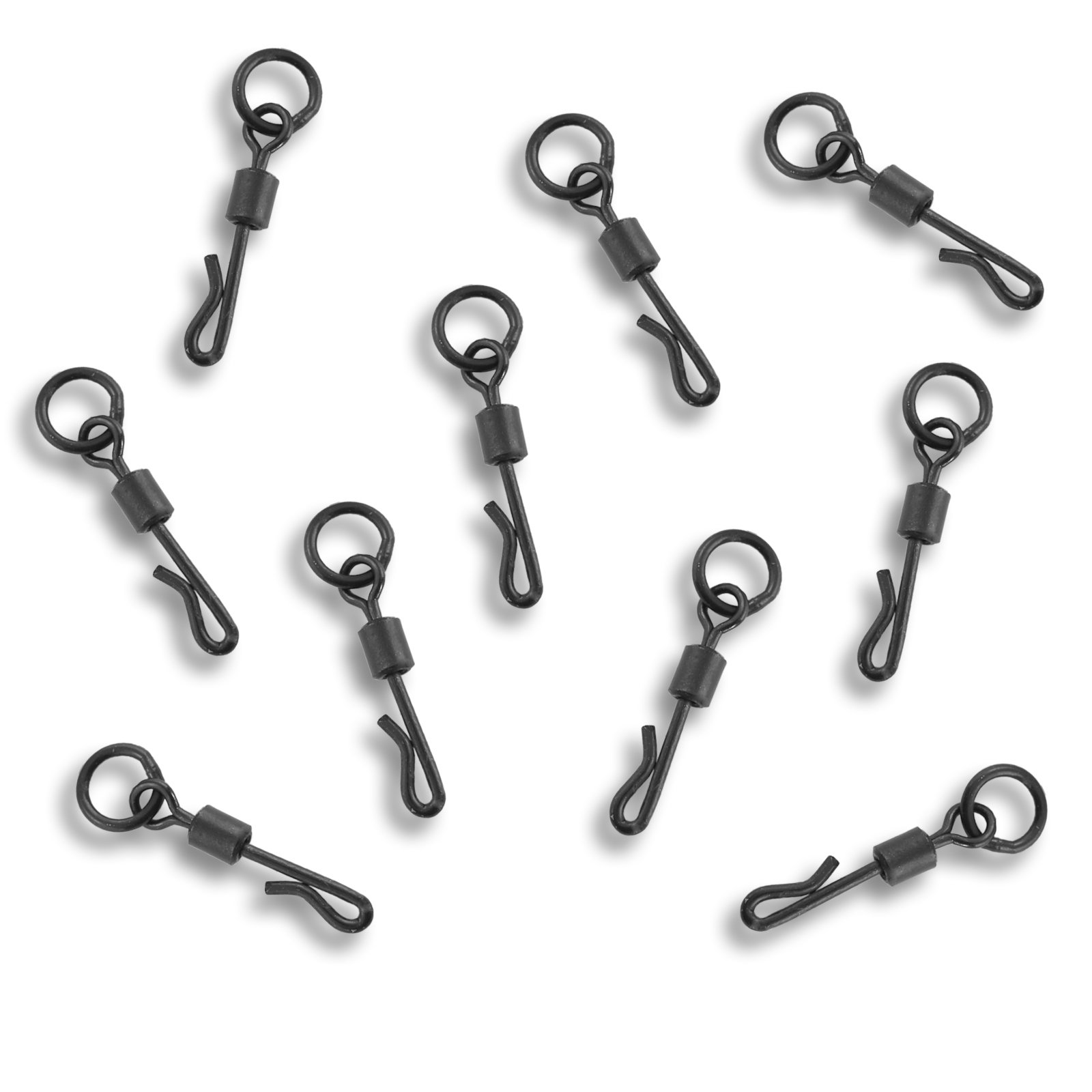 Bank Tackle Quick Change Flexi Ring Swivels Size 8 and 11 Carp Fishing Tackle Black Rig Link (x 50 Pack, Size 11)