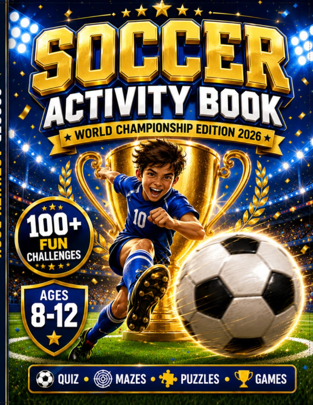 Soccer Activity Book for Kids Ages 8-12: World Championship Edition 2026: 100+ Fun Challenges, Quizzes, Mazes, Puzzles, Word Games, Creative Activities and Match Tracker for Young Soccer Fans