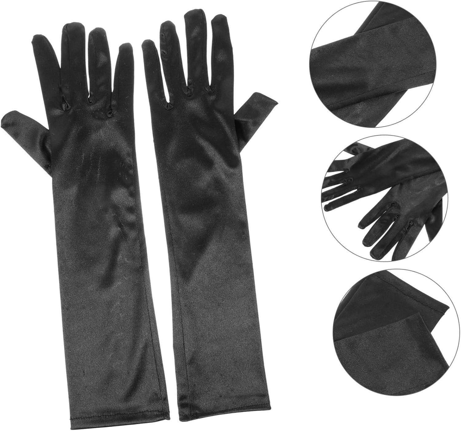2Pairs Satin Stretchy Gloves for Women Elegant Elastic Party Banquet Gloves for Weddings Engagements and Special Events