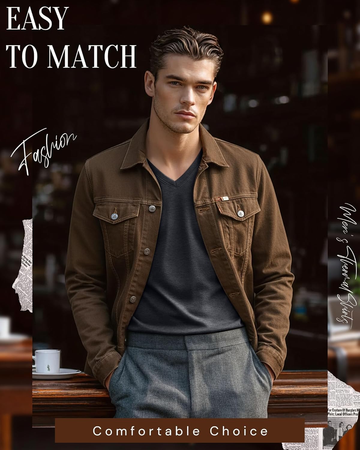 4 Pack Men's Thermal V Neck Shirts Fleece Lined Long Sleeve Sweatshirts Loose Fit Casual Winter Underwear Tops - Image 6