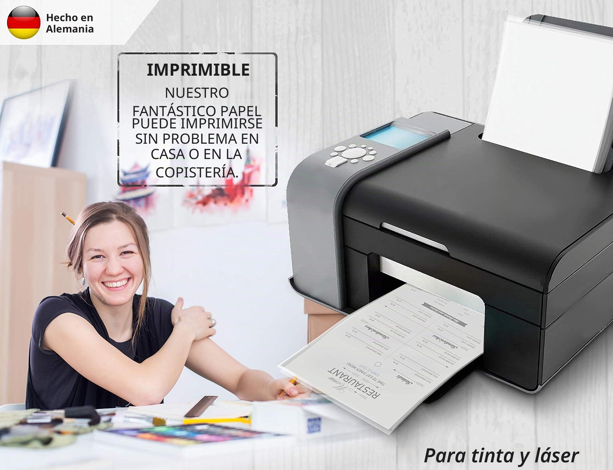 100 hojas de papel DIN A4 transparente PREMIUM 102g para autoimpresión, manualidades -papel de farolillo - de calco, película de transferencia para tarjetas de lugar linterna