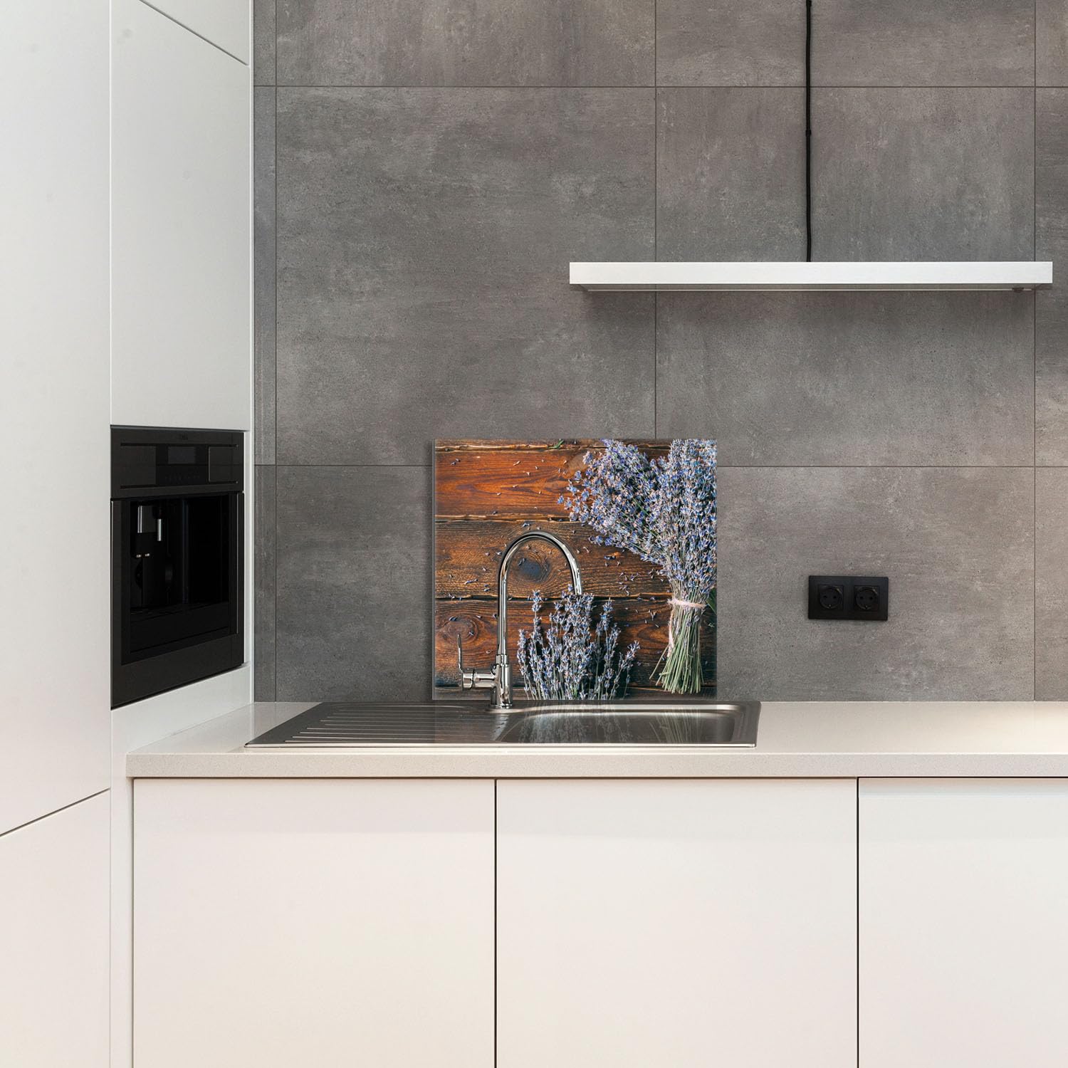 Szklany panel ochronny do kuchni Lacobel, szklana płyta ochronna na kuchenkę, 65x60 cm, szklana deska do krojenia, ochrona przed rozpryskiwaniem, uniwersalna, LAWENDA