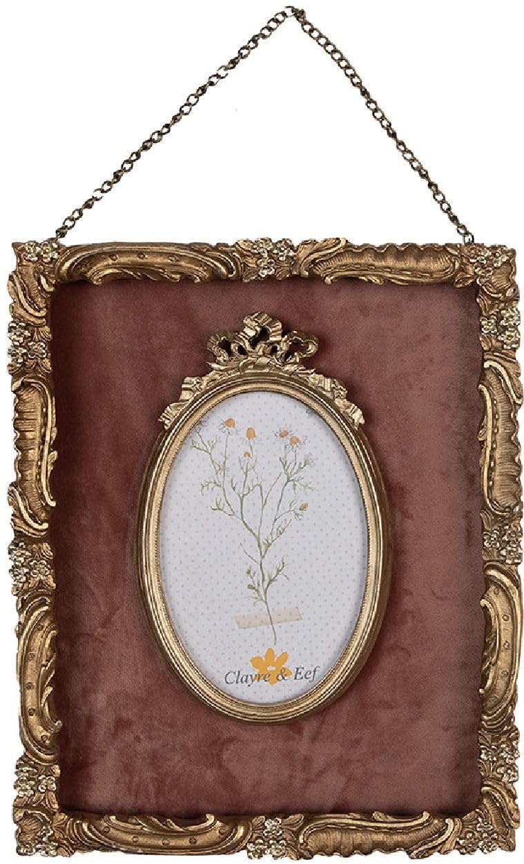 Clayre & Eef Cadre photo, rectangulaire, en plastique, verre, doré, 10 x 15 cm